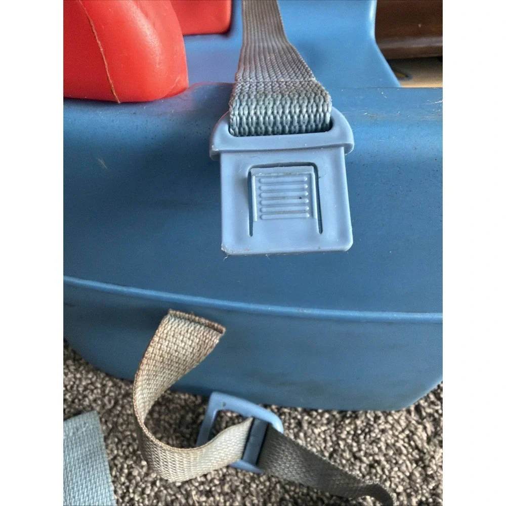 Vtg 1990's Fisher Price Grow With Me Booster Chair Seat Strap Toddler Red Blue